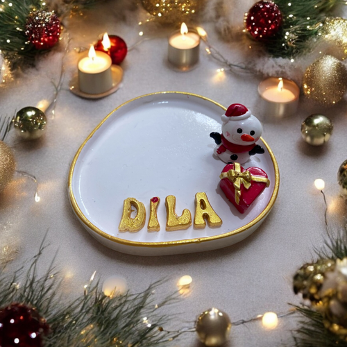 Personalized Christmas Mug and Plate Set – Custom Name Santa & Snowman Cup – Handmade Holiday Gift for Coffee Lovers