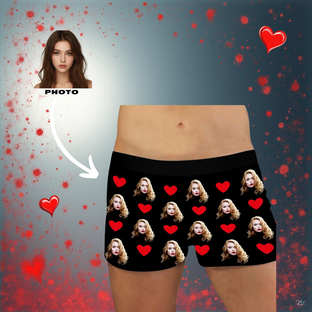 Personalized Photo Boxer Shorts – Custom Face Underwear for Men – Funny Valentine’s Day Gift for Him
