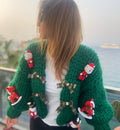 Handmade Chunky Knit Christmas Cardigan – Santa & Reindeer Sweater