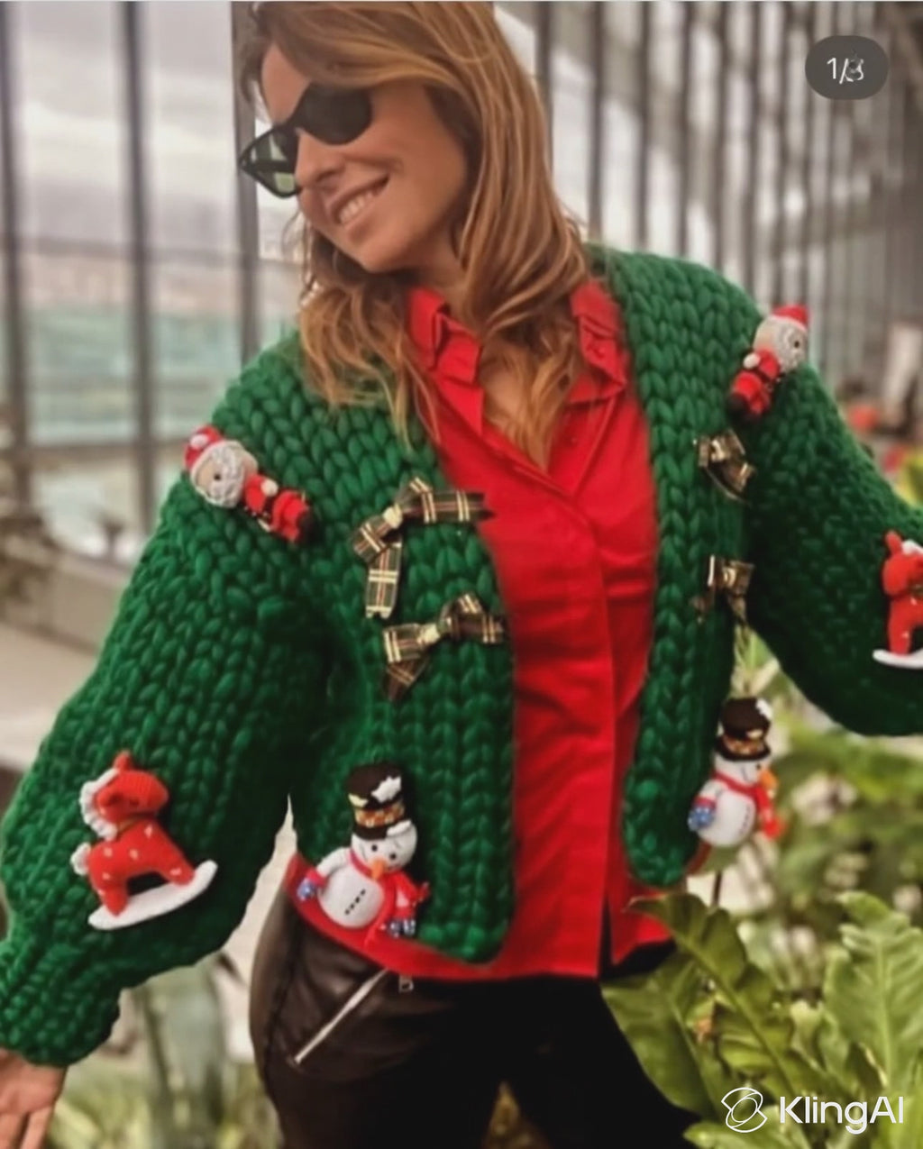 Handmade Chunky Knit Christmas Cardigan – Santa & Reindeer Sweater